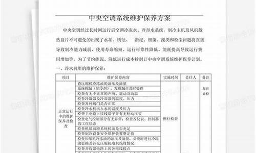 中央空调维保方案及报价表-中央空调维保方案及报价